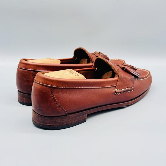 Allen Edmonds Shoes Mens 10.5 Brown Leather Bangor Tassel Loafers Vintage USA main image 5